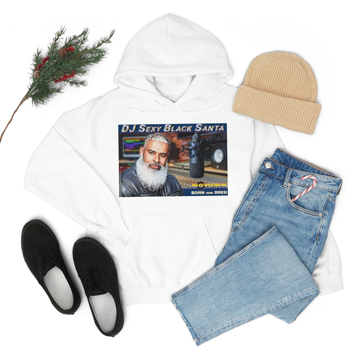 DJ Sexy Black Santa - Motown Born and Bred - Unisex Heavy Blend™ Hooded Sweatshirt - Image 15