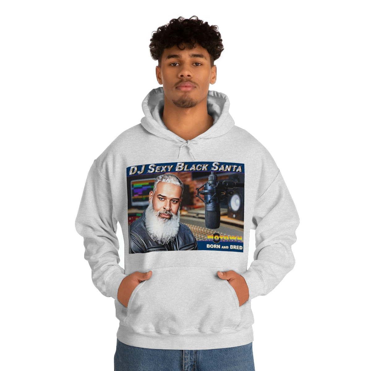 DJ Sexy Black Santa - Motown Born and Bred - Unisex Heavy Blend™ Hooded Sweatshirt - Image 3