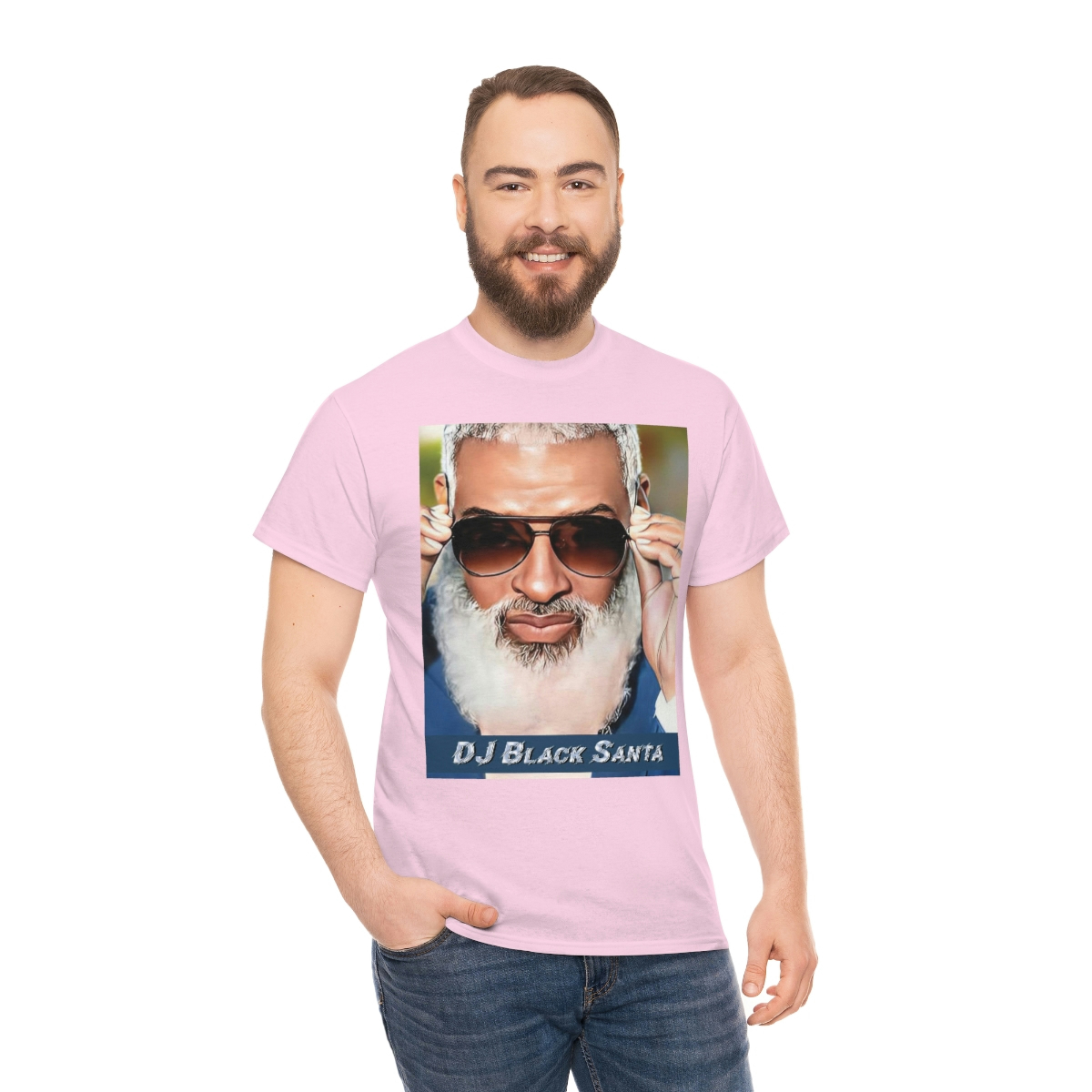 DJ BLACK SANTA - W/Sun Glasses - Unisex Heavy Cotton Tee - Image 76