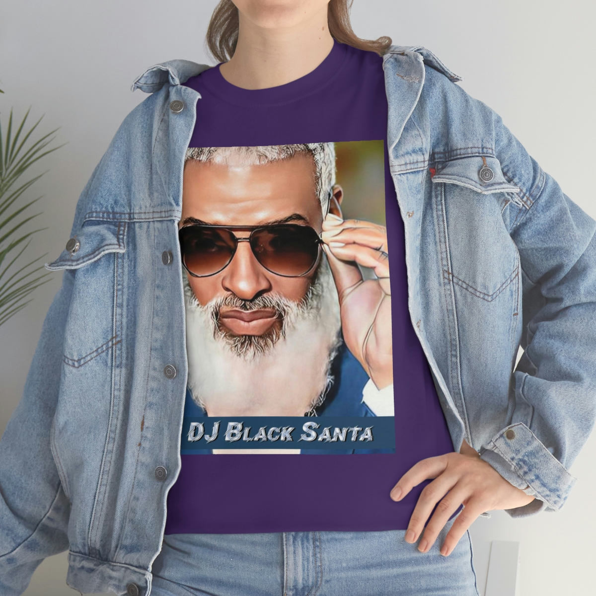 DJ BLACK SANTA - W/Sun Glasses - Unisex Heavy Cotton Tee - Image 70