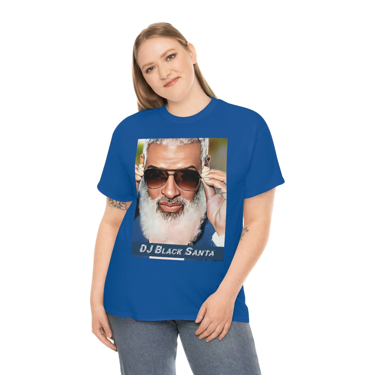 DJ BLACK SANTA - W/Sun Glasses - Unisex Heavy Cotton Tee - Image 59