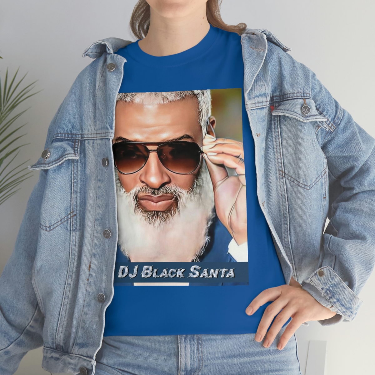 DJ BLACK SANTA - W/Sun Glasses - Unisex Heavy Cotton Tee - Image 62
