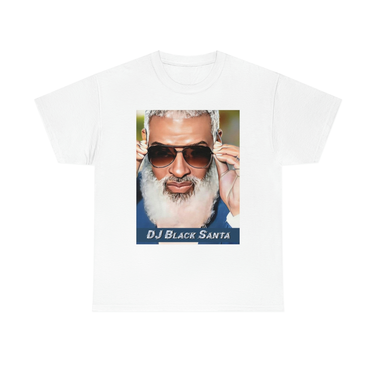 DJ BLACK SANTA - W/Sun Glasses - Unisex Heavy Cotton Tee - Image 9