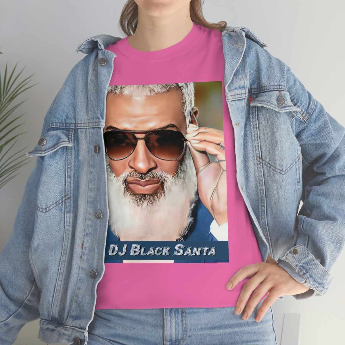 DJ BLACK SANTA - W/Sun Glasses - Unisex Heavy Cotton Tee - Image 86