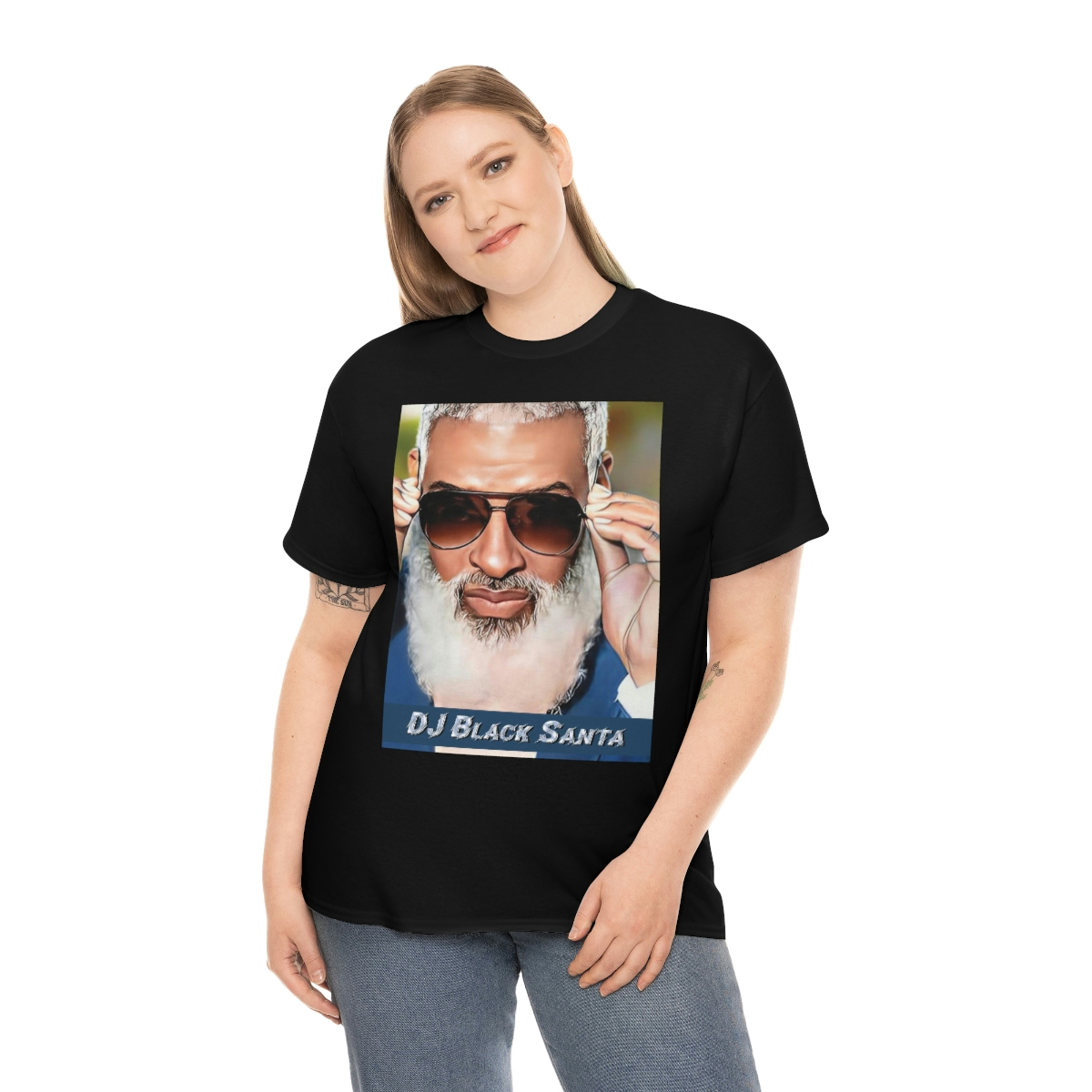 DJ BLACK SANTA - W/Sun Glasses - Unisex Heavy Cotton Tee - Image 28