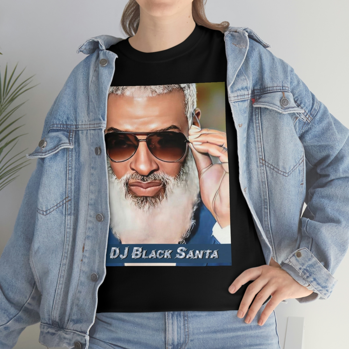 DJ BLACK SANTA - W/Sun Glasses - Unisex Heavy Cotton Tee - Image 30