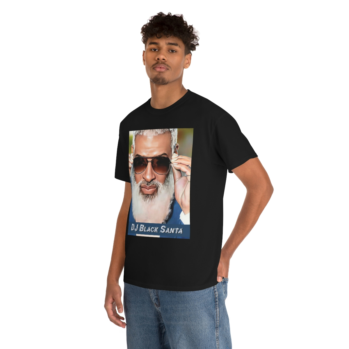 DJ BLACK SANTA - W/Sun Glasses - Unisex Heavy Cotton Tee - Image 25