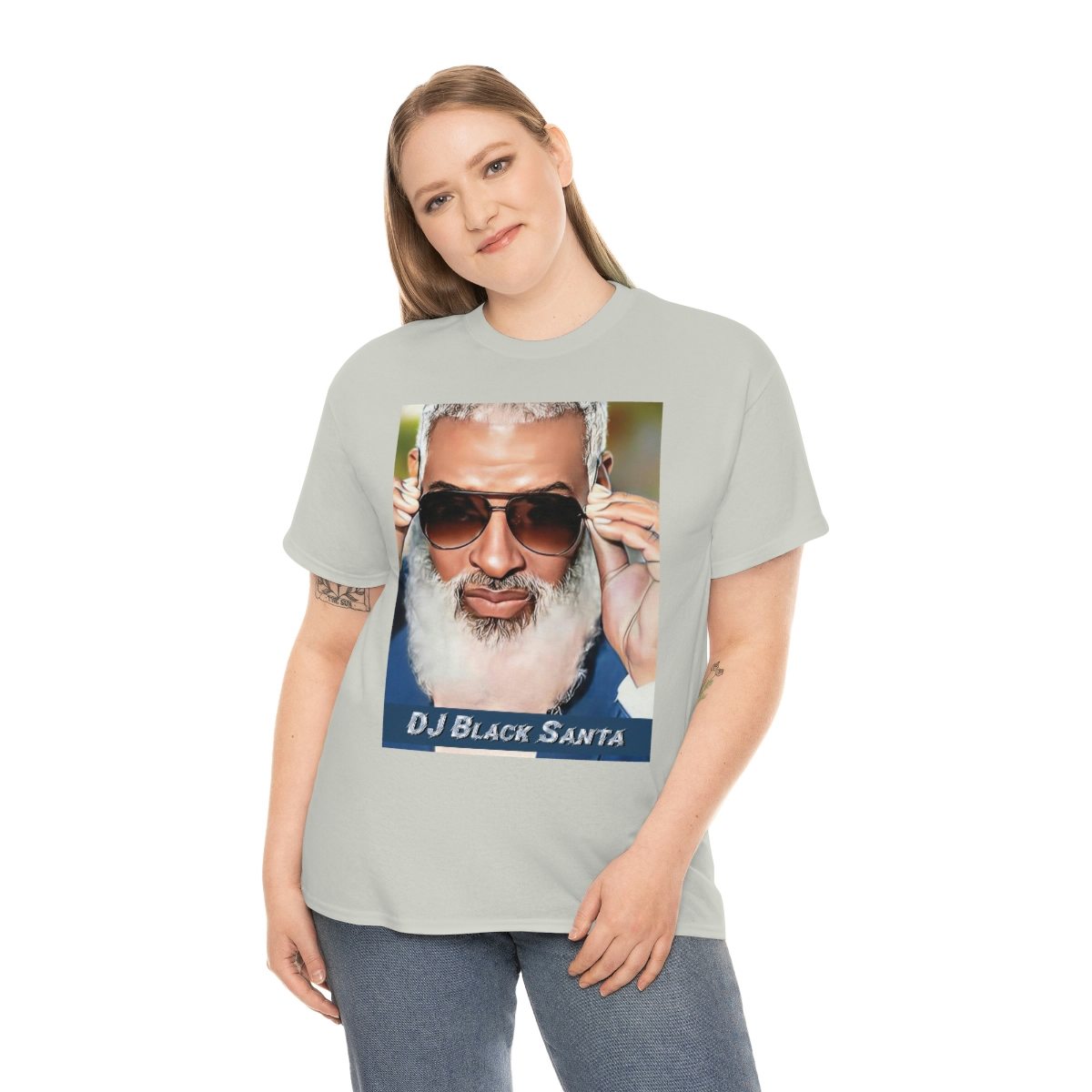 DJ BLACK SANTA - W/Sun Glasses - Unisex Heavy Cotton Tee - Image 35