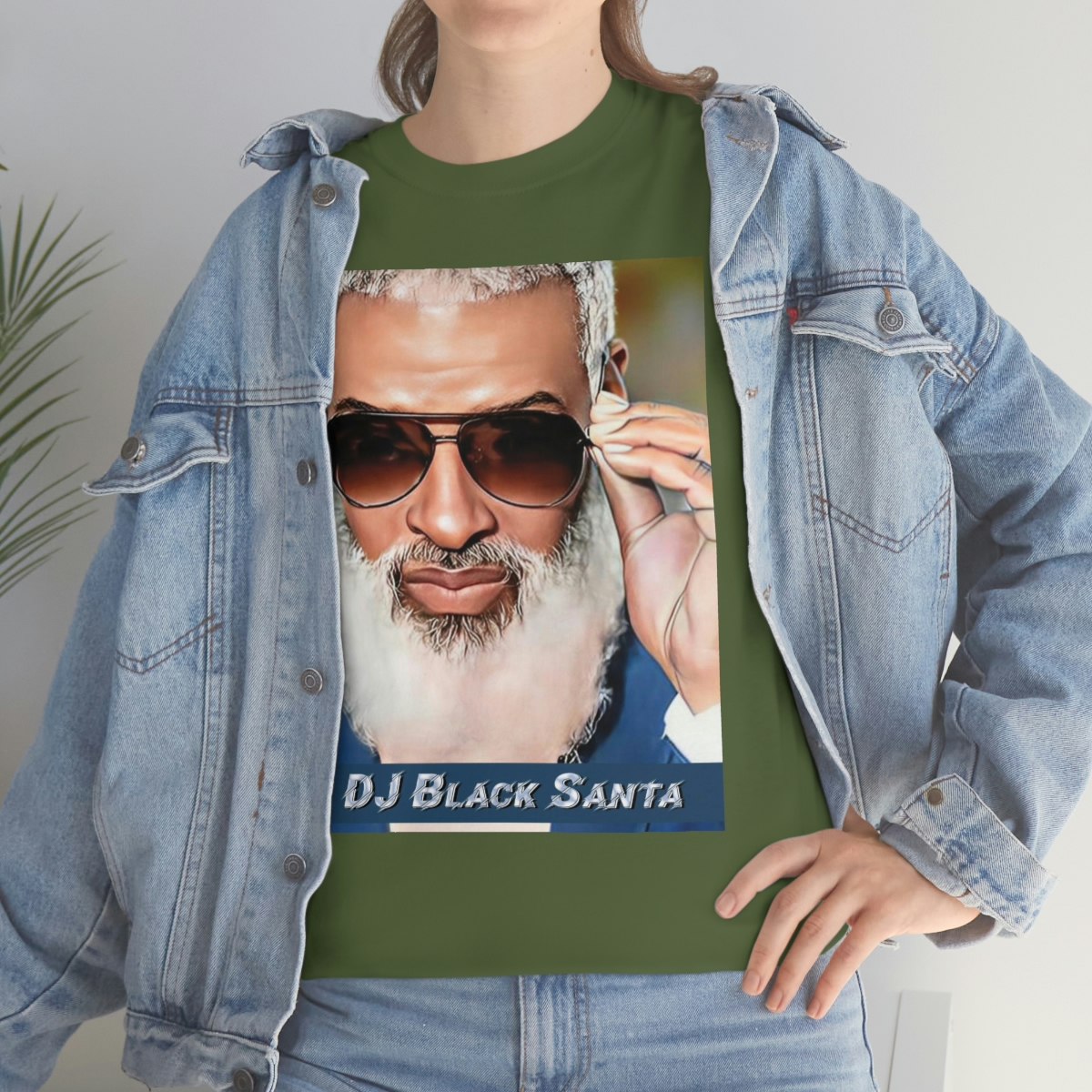 DJ BLACK SANTA - W/Sun Glasses - Unisex Heavy Cotton Tee - Image 6