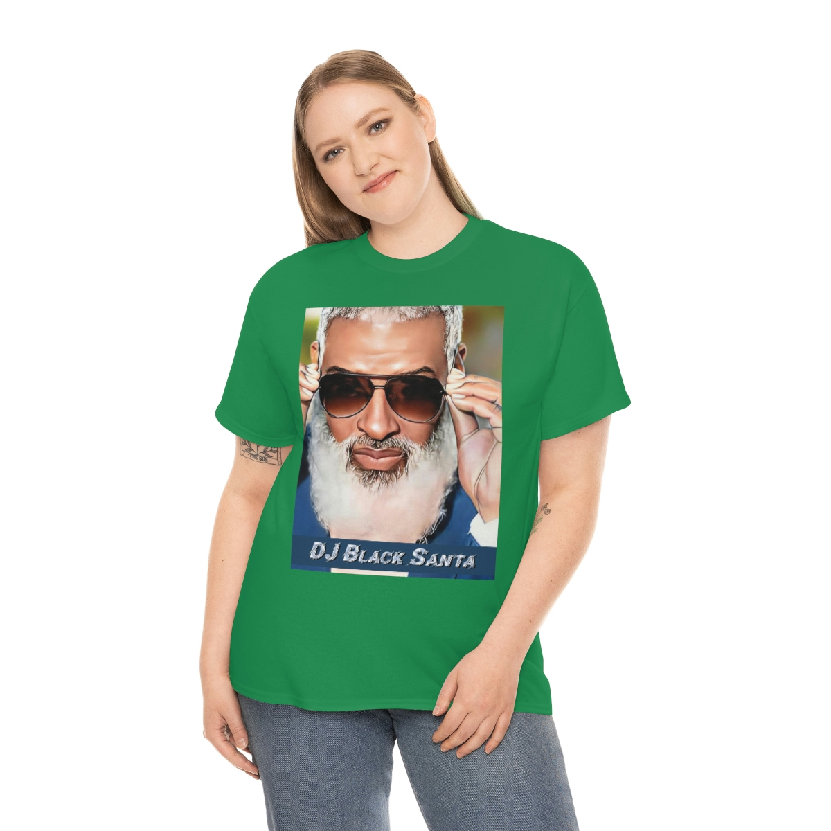 DJ BLACK SANTA - W/Sun Glasses - Unisex Heavy Cotton Tee - Image 43