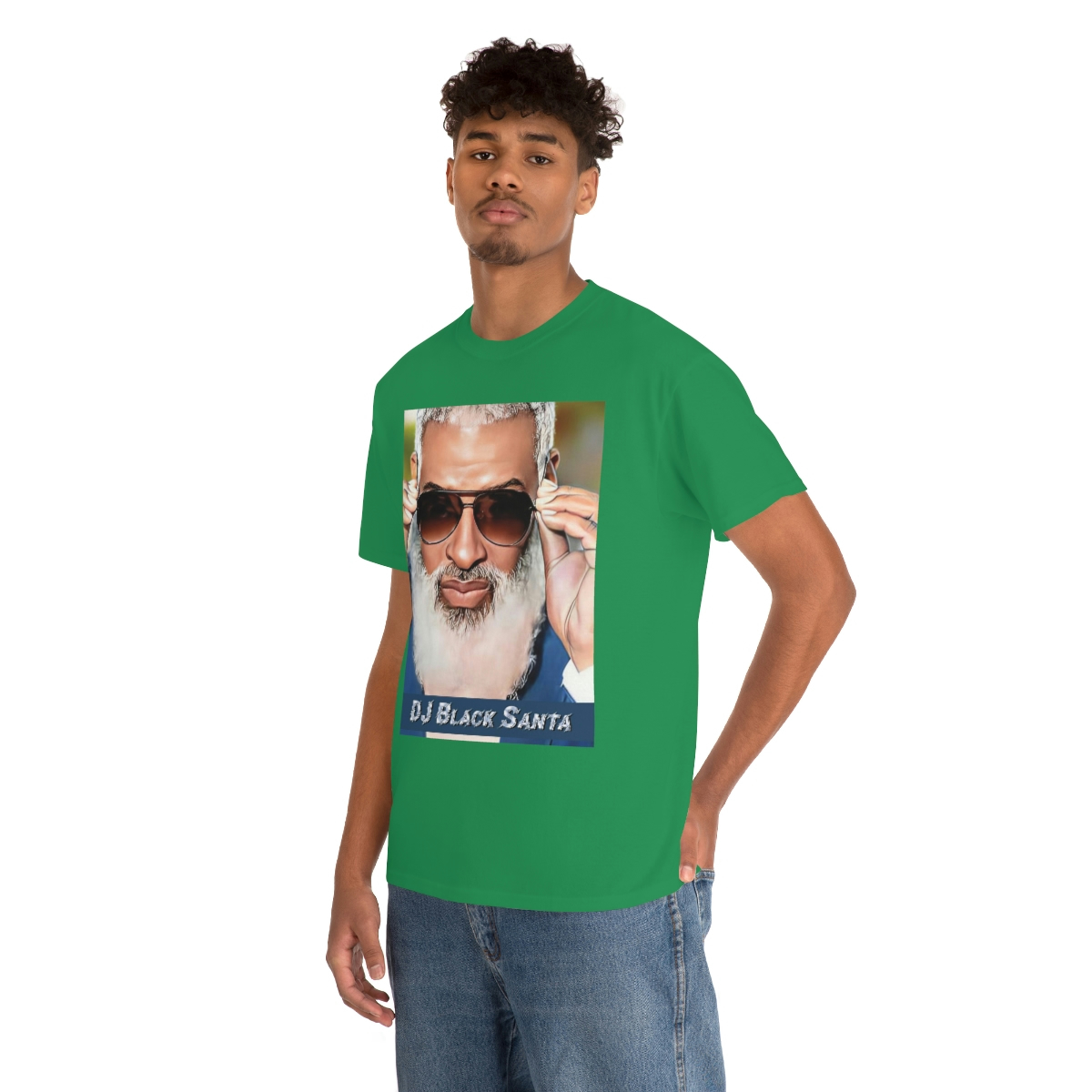 DJ BLACK SANTA - W/Sun Glasses - Unisex Heavy Cotton Tee - Image 45