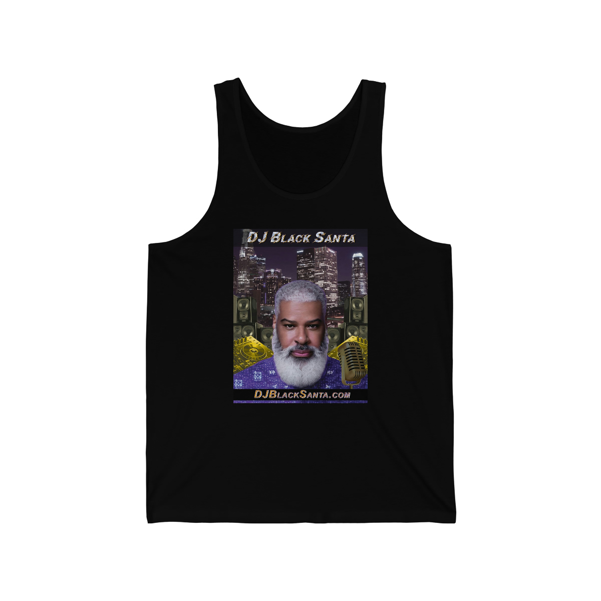 DJ BLACK SANTA – City Background – Unisex Jersey Tank