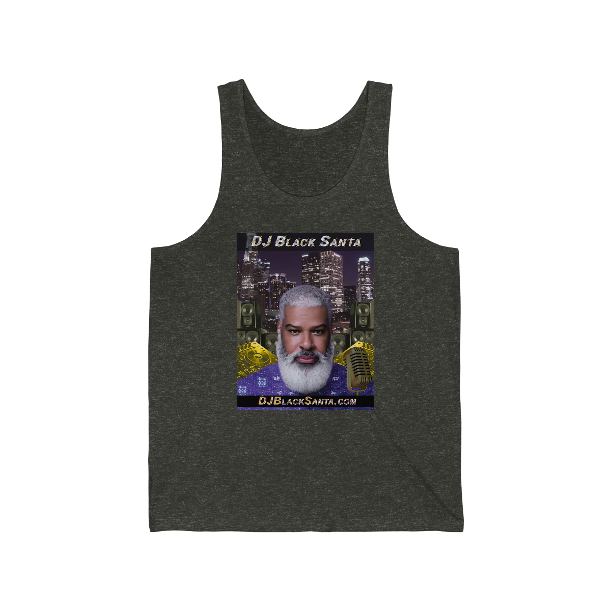 DJ BLACK SANTA – City Background – Unisex Jersey Tank - Image 3