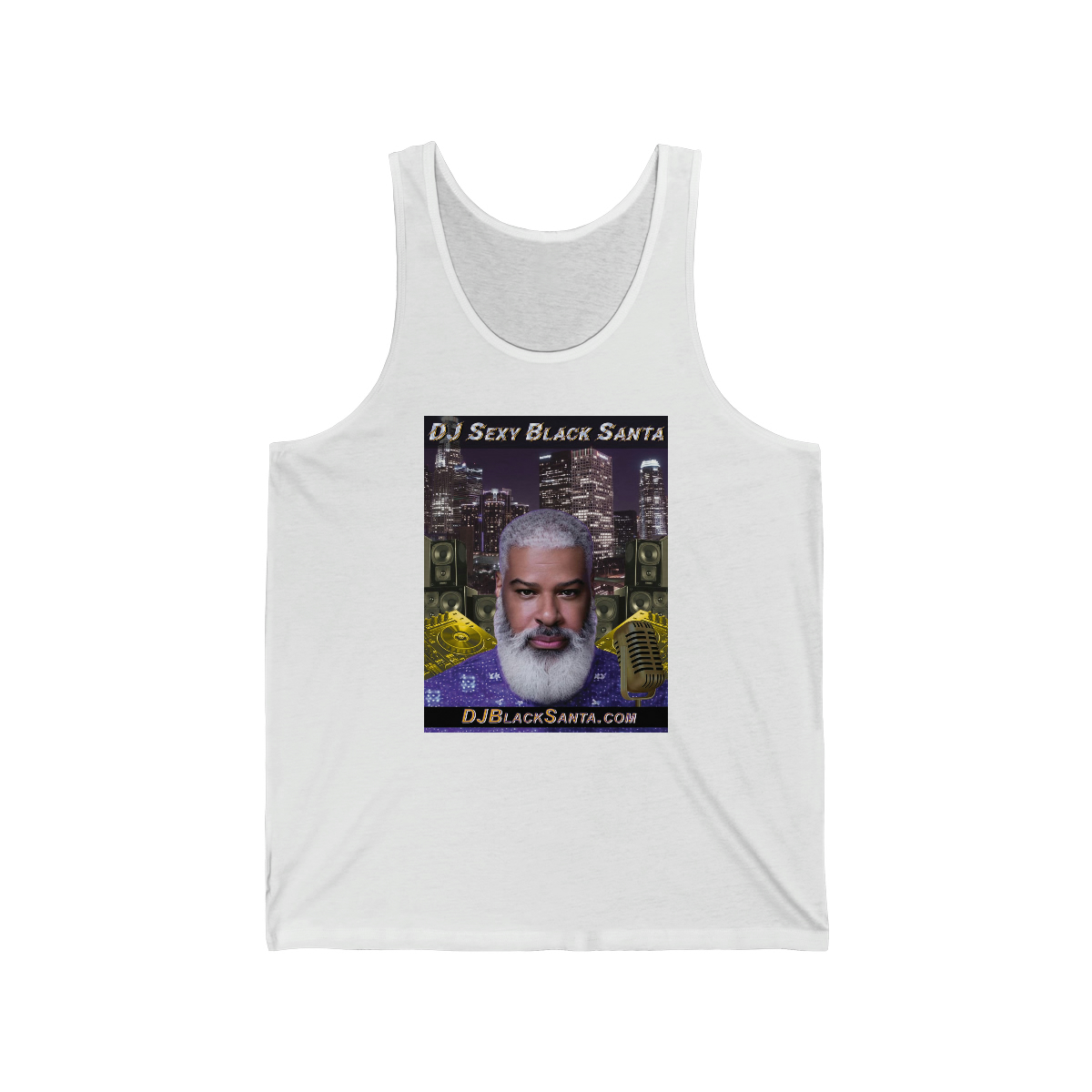 DJ SEXY BLACK SANTA – City Background – Unisex Jersey Tank - Image 2