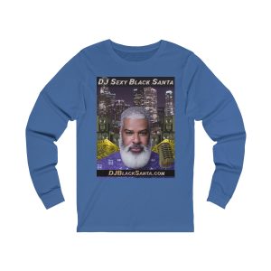 DJ Sexy Black Santa - City Background - Unisex Jersey Long Sleeve Tee