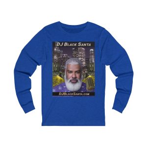DJ Black Santa - City Background - Unisex Jersey Long Sleeve Tee