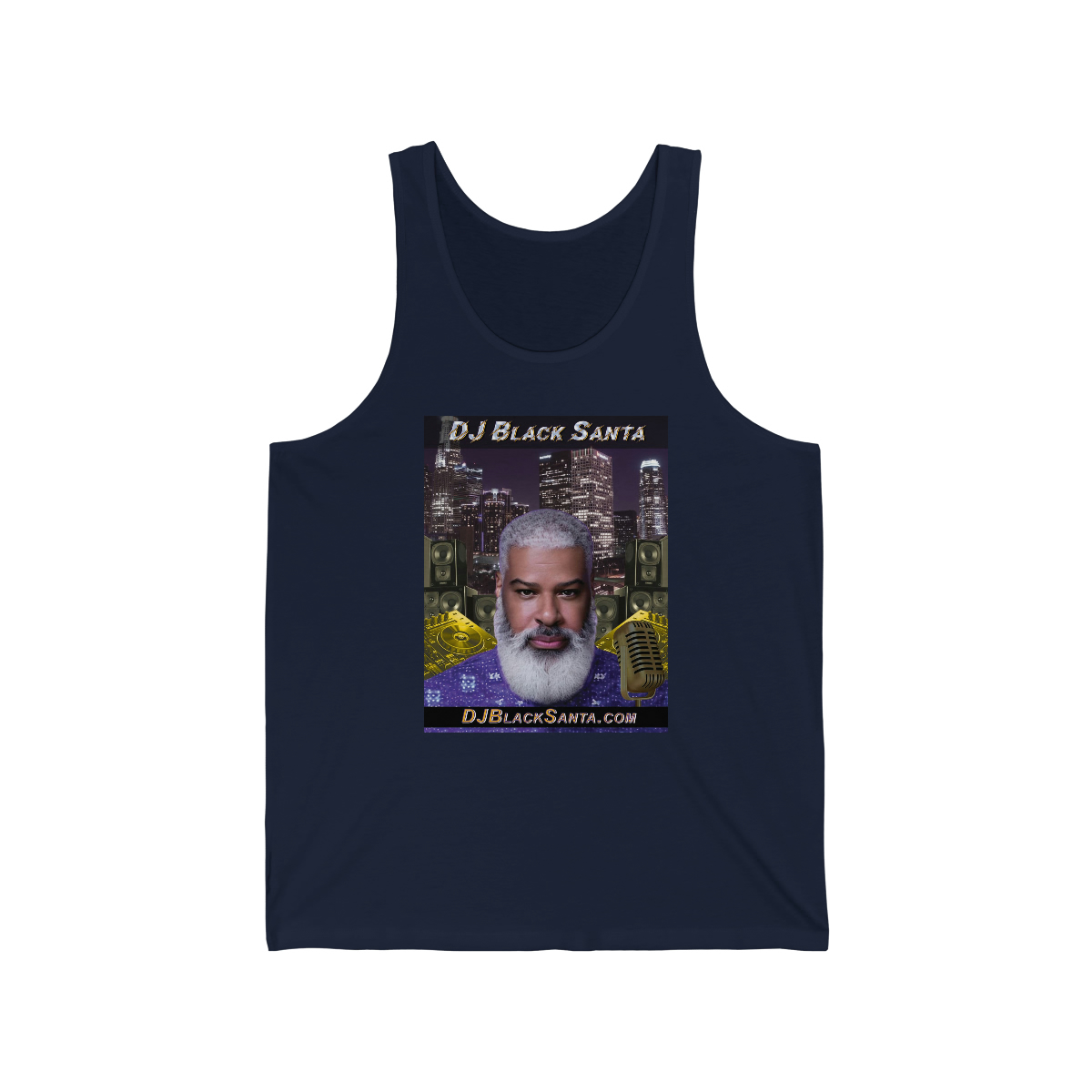 DJ BLACK SANTA – City Background – Unisex Jersey Tank - Image 5