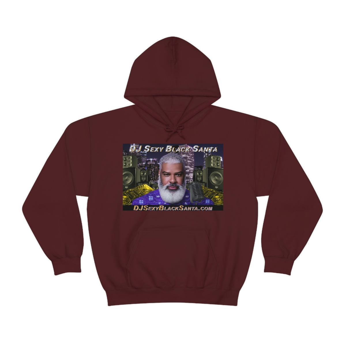 DJ Sexy Black Santa - City Background - Unisex Heavy Blend™ Hooded Sweatshirt - Image 33