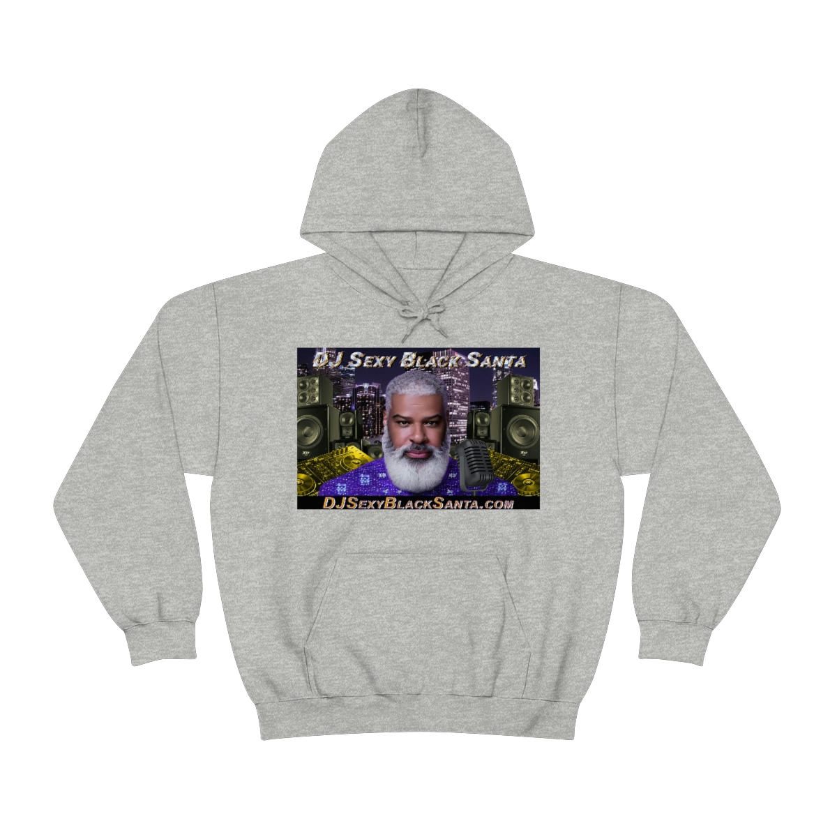 DJ Sexy Black Santa - City Background - Unisex Heavy Blend™ Hooded Sweatshirt - Image 25
