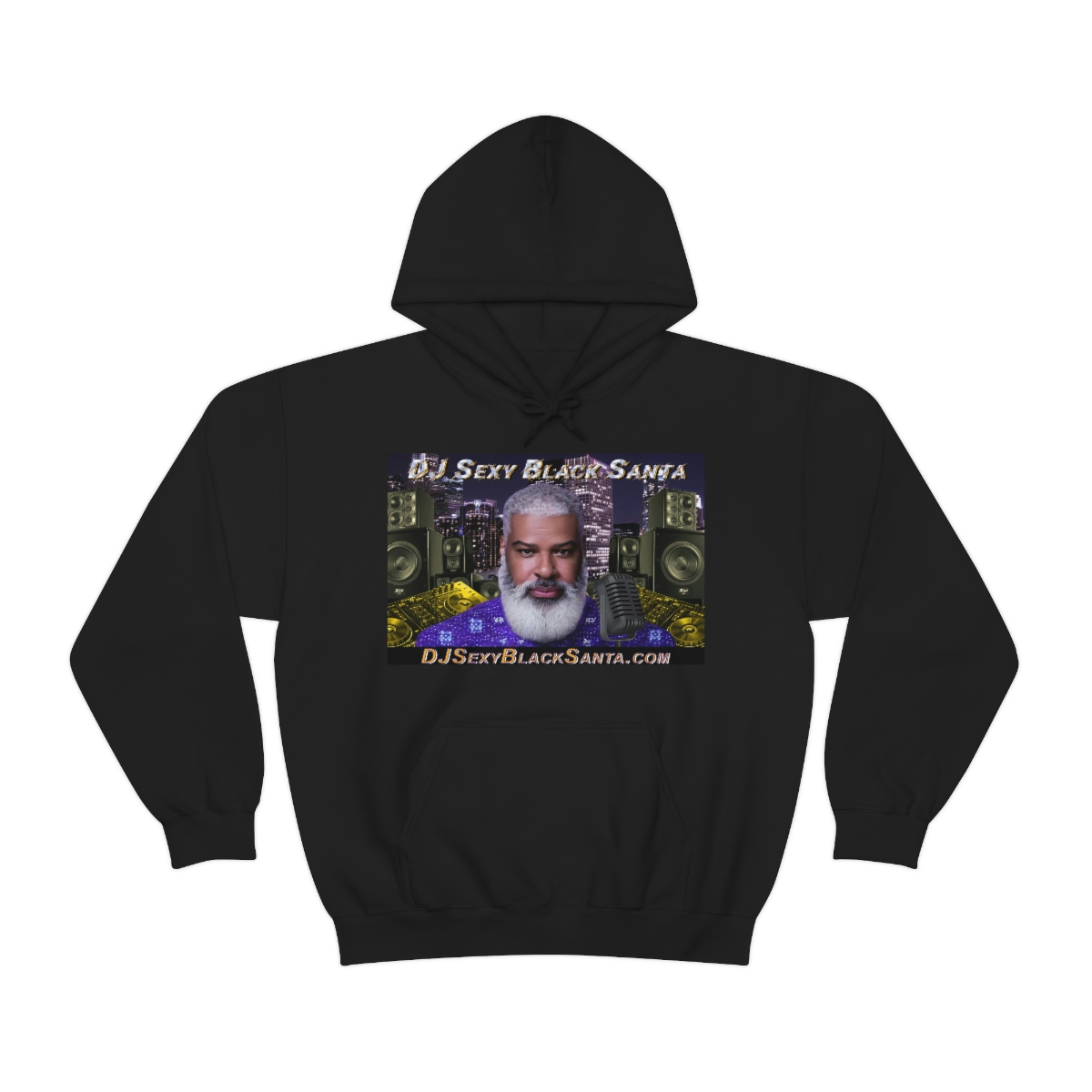 DJ Sexy Black Santa - City Background - Unisex Heavy Blend™ Hooded Sweatshirt - Image 17