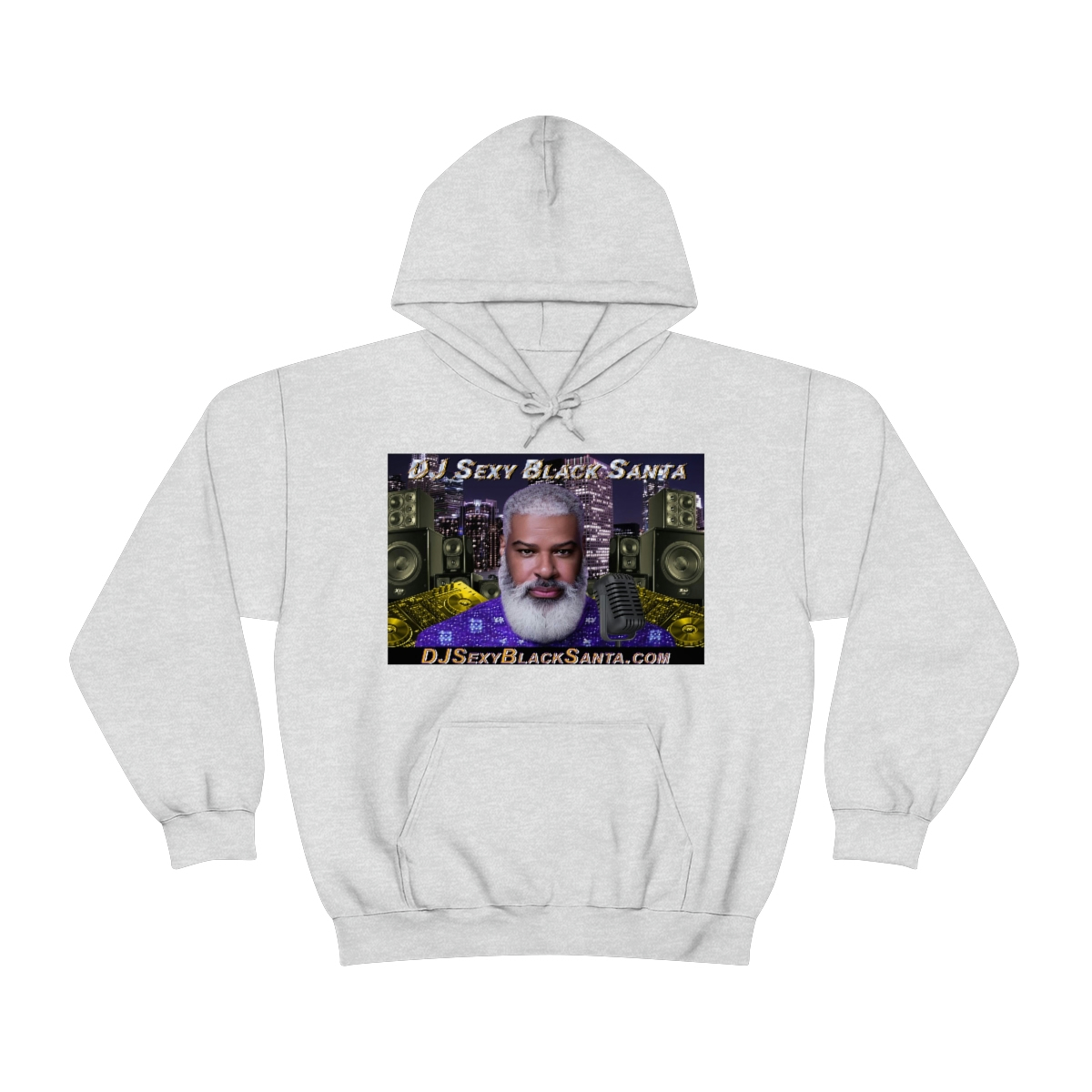 DJ Sexy Black Santa - City Background - Unisex Heavy Blend™ Hooded Sweatshirt - Image 57