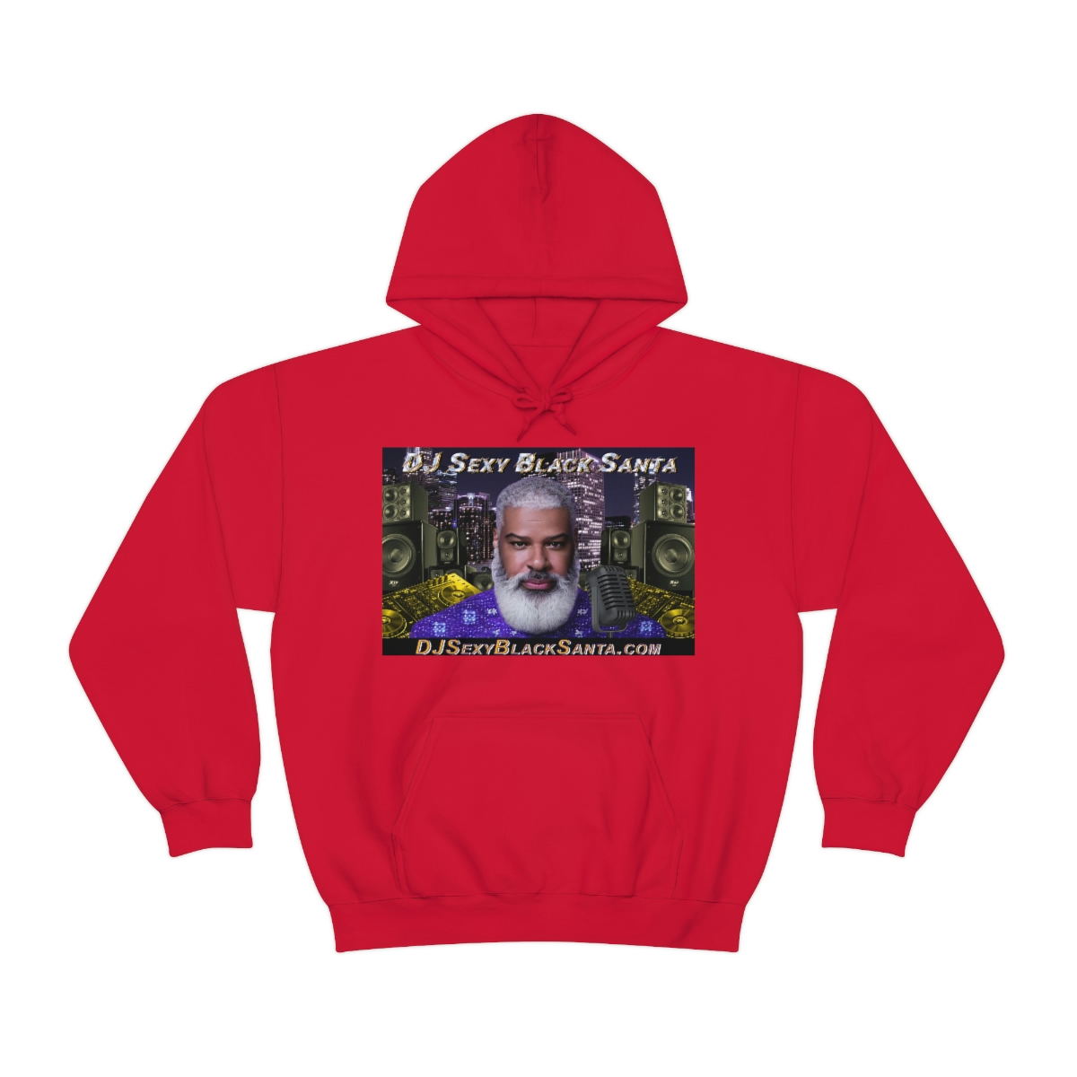 DJ Sexy Black Santa - City Background - Unisex Heavy Blend™ Hooded Sweatshirt - Image 81