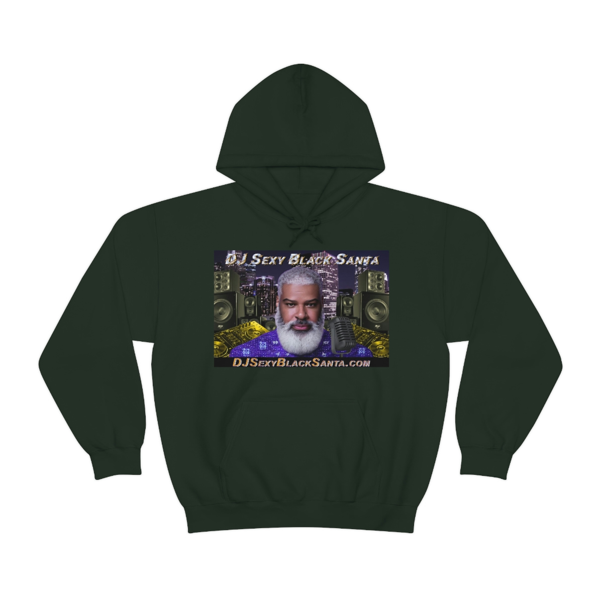 DJ Sexy Black Santa - City Background - Unisex Heavy Blend™ Hooded Sweatshirt - Image 49