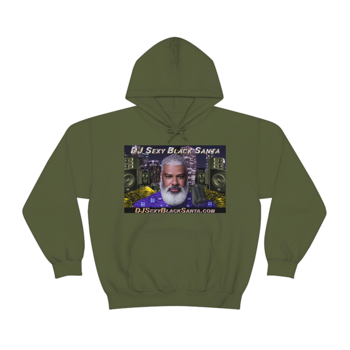 DJ Sexy Black Santa - City Background - Unisex Heavy Blend™ Hooded Sweatshirt - Image 41