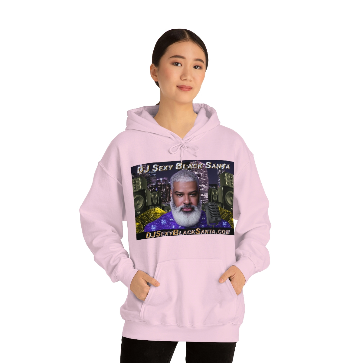 DJ Sexy Black Santa - City Background - Unisex Heavy Blend™ Hooded Sweatshirt - Image 74