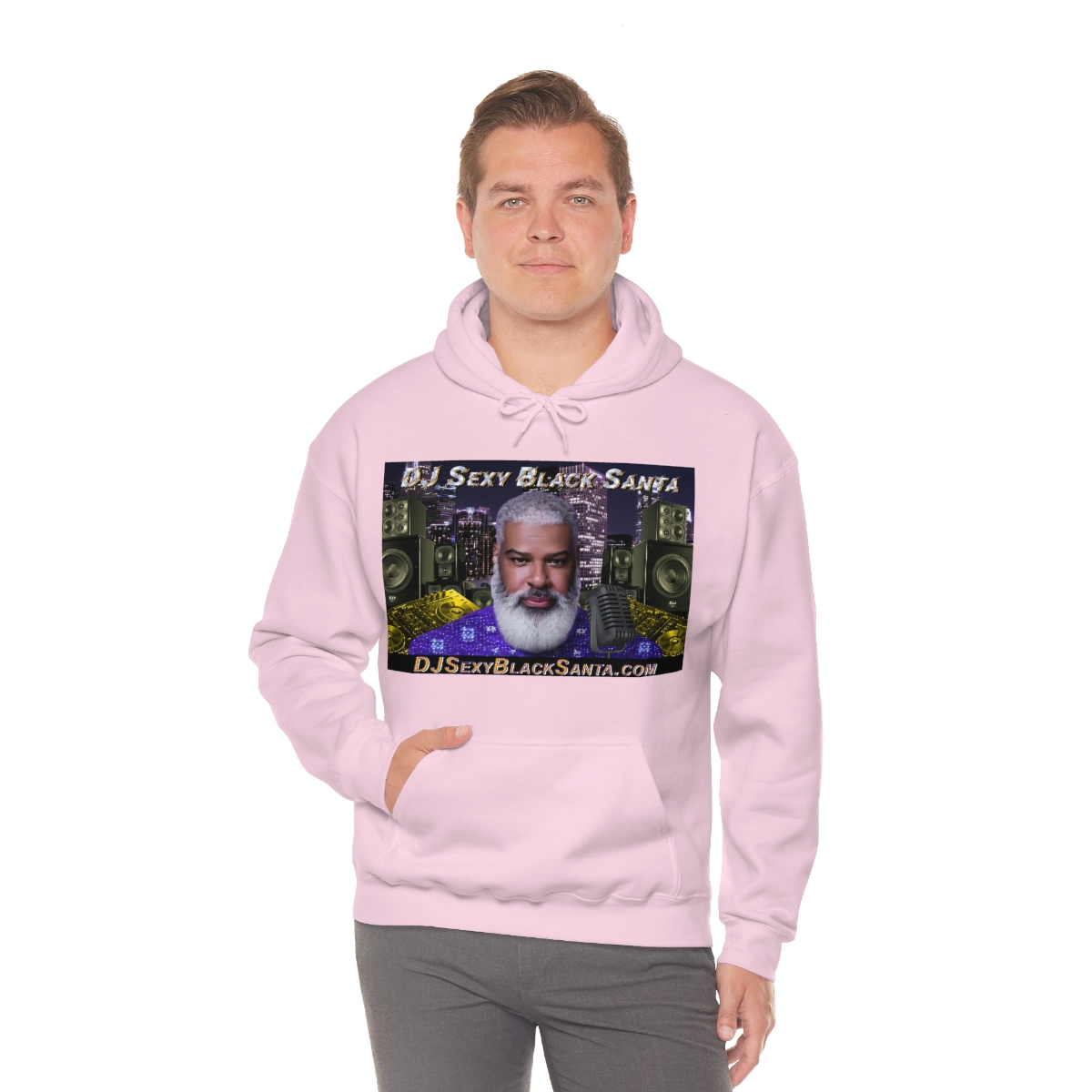 DJ Sexy Black Santa - City Background - Unisex Heavy Blend™ Hooded Sweatshirt - Image 77