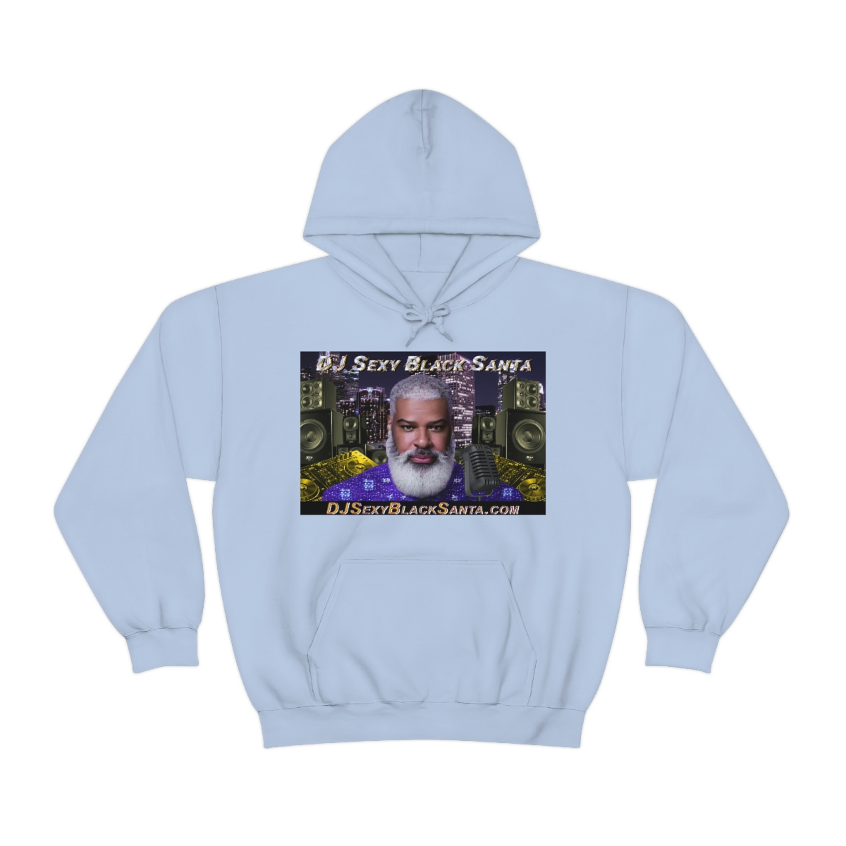 DJ Sexy Black Santa - City Background - Unisex Heavy Blend™ Hooded Sweatshirt - Image 65