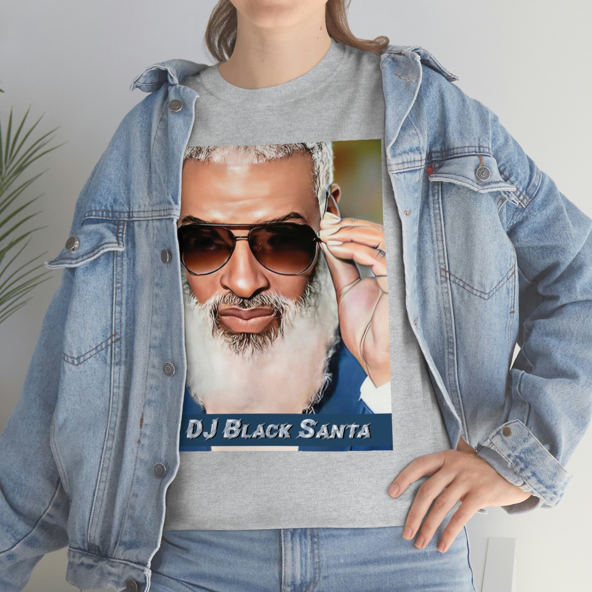 DJ BLACK SANTA - W/Sun Glasses - Unisex Heavy Cotton Tee - Image 22